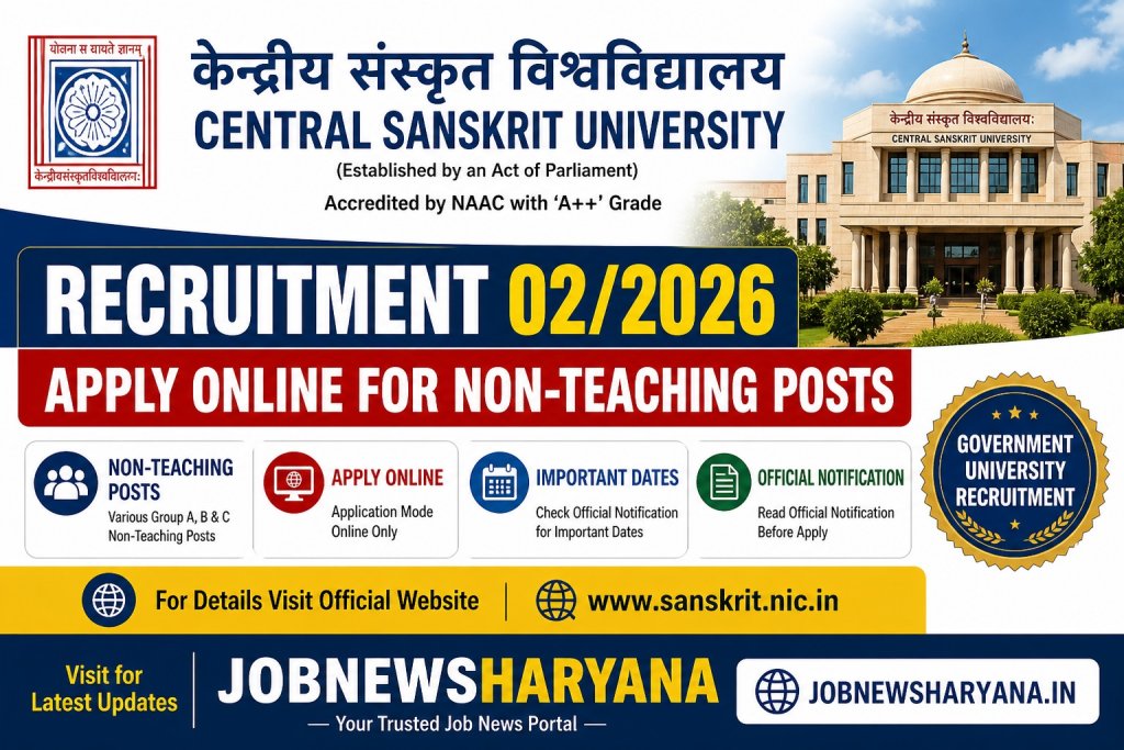 Central Sanskrit University Recruitment 02/2026 – Apply Online for Non Teaching Posts
